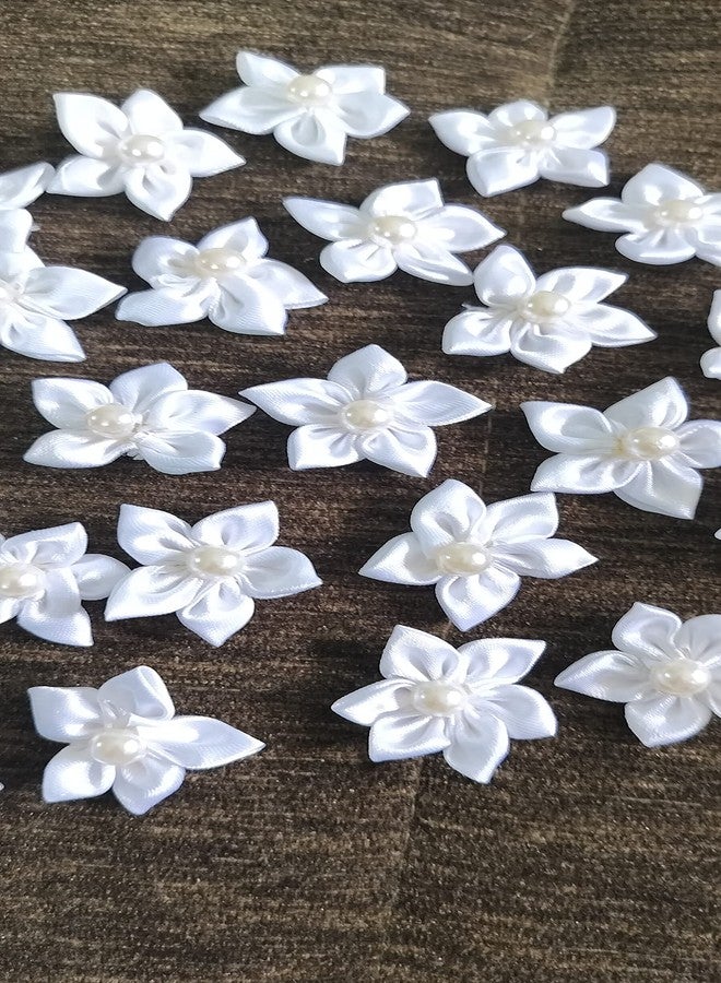 DaSync SYNC White Flowers Decoration Craft Patches for Clothes Artificial Blouse Hair Jewellery Imitation Dresses Dupatta Suit Sarees Gowns 25 Pieces Flower - Image 3